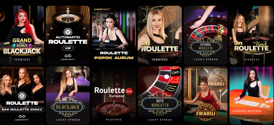 Capture d'écran : tables de roulette live